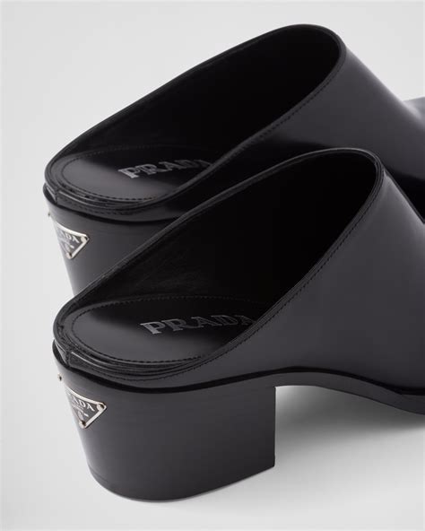 prada brushed leather mules|prada mules.